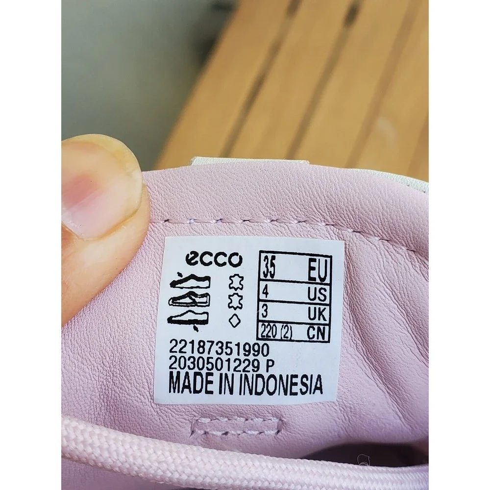 ECCO Flexure T-Cap Sneakers Womens Leather Shoes Off White Pink Size 35 / US 4 - Picture 10 of 12